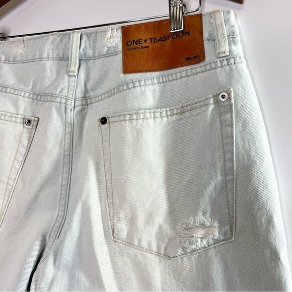 One Teaspoon Jackson Utility Mid Waist Wide Leg Jeans Le Surf 31 NEW - Picture 11 of 14